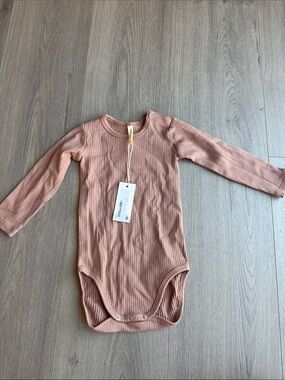 Quincy Mae Ribbed Long-Sleeve One-Piece in Dusty Rose